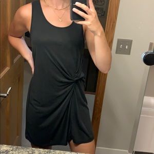 Black slip on dress with tie detail